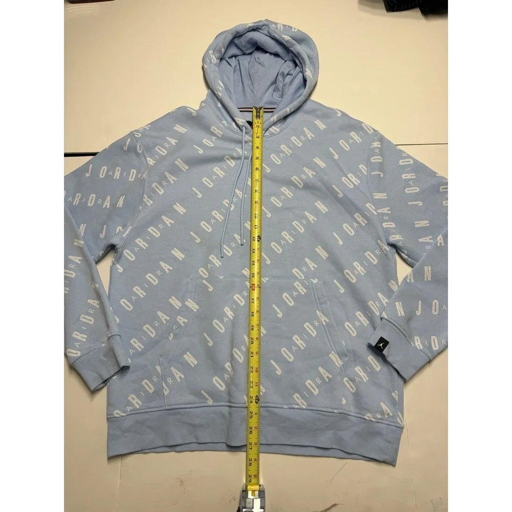 Nike Jordan Essentials Ice Blue Sail Men Fleece Pullover Hoodie Size Large AOP‎